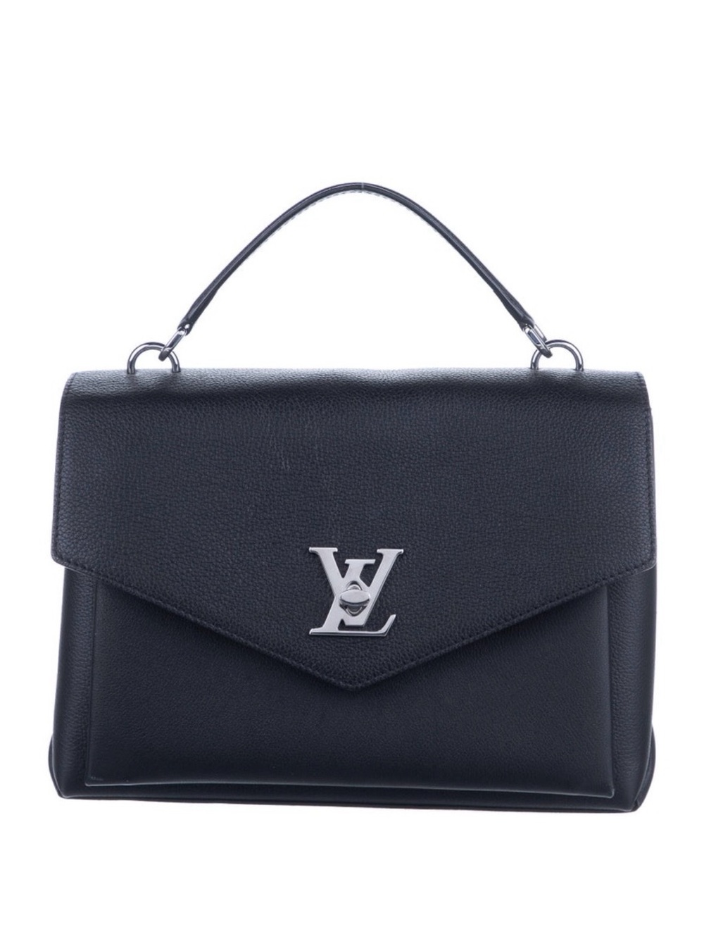 Louis Vuitton Black Top Handle Satchel with Silver LV Logo
